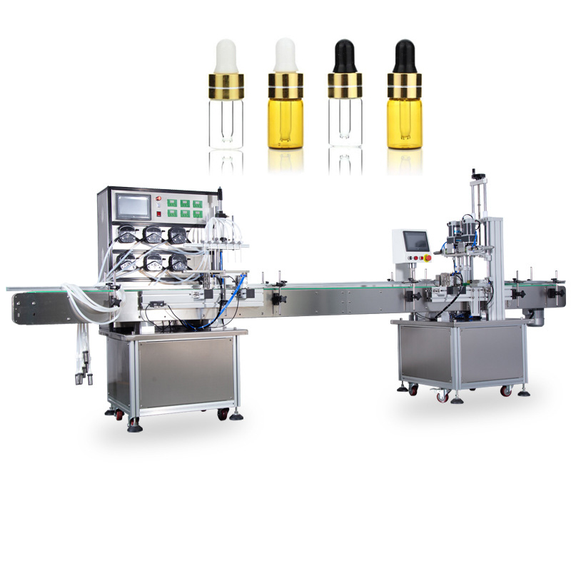 Dây Chuyền Chiết Rót Siết Nắp Tinh Dầu 6 Vòi Bơm Nhu Tự Động