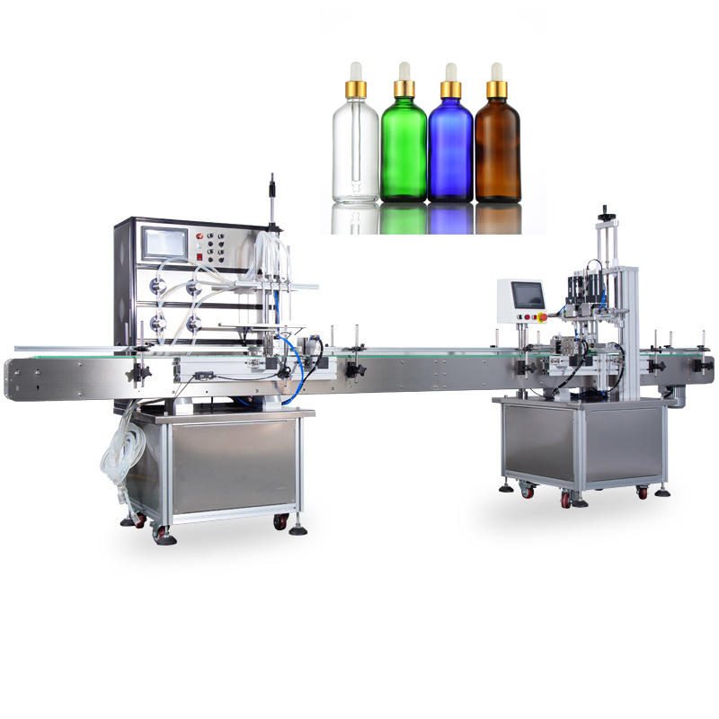 Dây Chuyền Chiết Rót Siết Nắp Tinh Dầu 6 Vòi Bơm Từ Tự Động